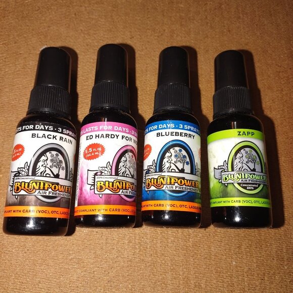 4 Blunt Power Air Freshener Black Rain/Blueberry /Zapp/ Ed Hardy -NEW - Picture 2 of 2